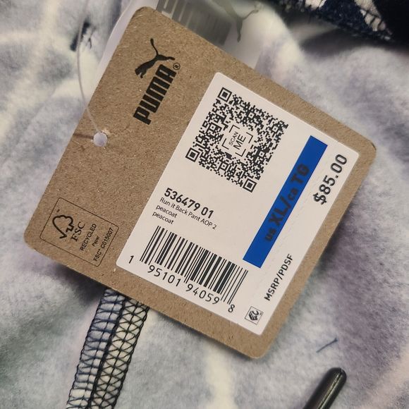 Puma Pants Mens Size XL Run It Back Printed Basketball Pants Dark Blue 536479-01 - Picture 8 of 14